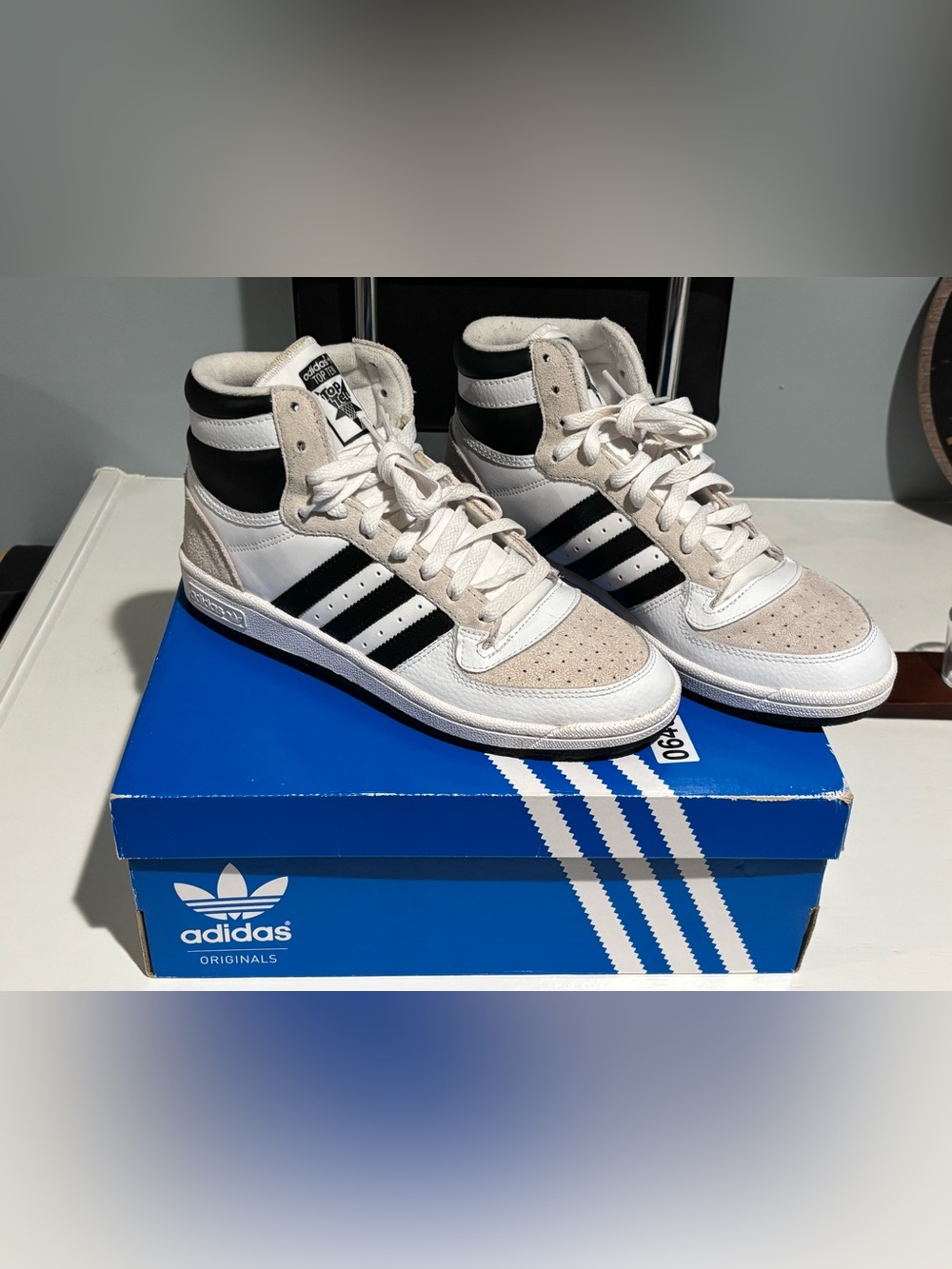 Adidas Top Ten Hi Shoes White Black High Top Sneakers GX0741 - Mens Size 8 CLEAN